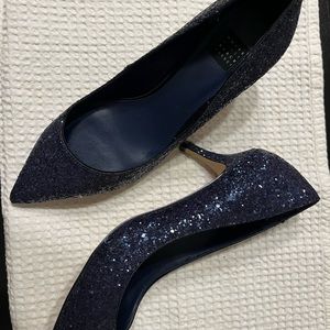 Designer sparkly dark blue shoes